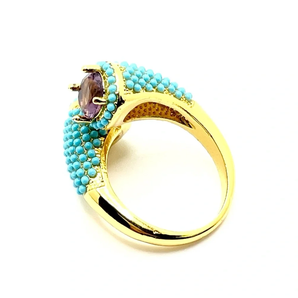 ❤️ New! Art Deco Style Beaded x Crystal Statement Cocktail Ring
